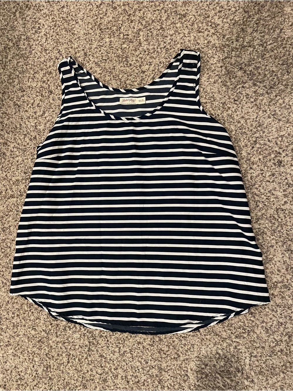 Faded Glory Navy and White Striped Tank